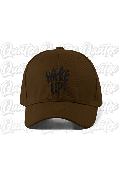 QUATEX Wake up Embroidered Hat - Brown Color 100% Cotton Gabardine Unisex Mod...