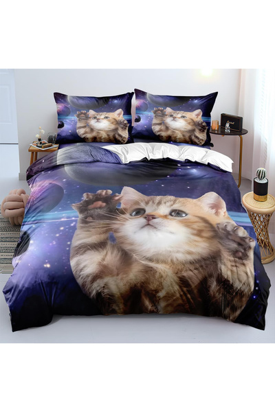 OEM Smooth, silky microfiber bed linen, cat pattern 220x240 cm + 2 pillowcase...