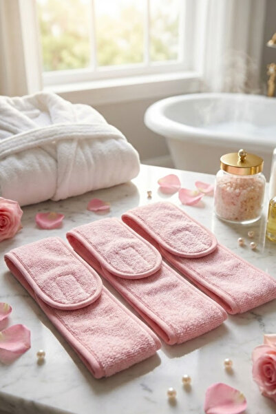 Valmia Home Set of 3 Adjustable Velcro Towel Headbands - 100% Cotton Makeup, ...