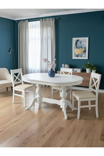 Gazzini Furniture Montclair Çift Baba Ayaklı Masif Ahşap Oval Yemek Masası 90...