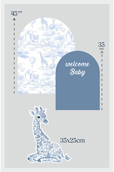 neşeli günlerim Safari Giraffe Welcome Baby 3 Piece Tabletop Standing Board Set