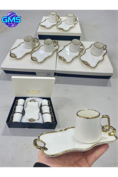 Tekbir 6 LI PORSELEN FİNCAN TAKIMI -İKRAMLIK'LI TABAK