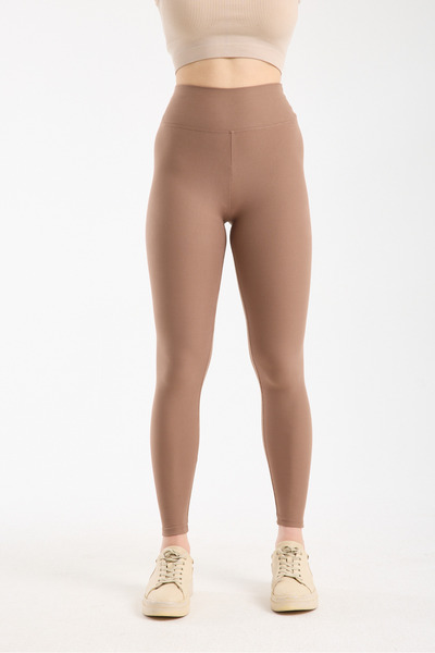 HDM Kadın Yüksek Bel Fitilli Toparlayıcı Cappuccino Dar Paça Tayt - H5808