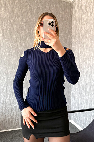 ModaPlaza Women's Off-Shoulder Half Fisherman Knit Sweater 4345