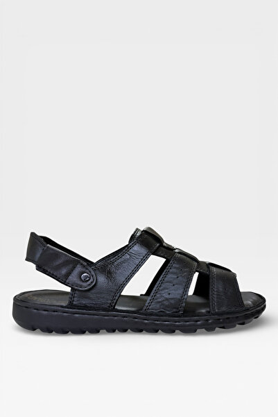 Liger Мъжки леки летни сандали от естествена кожа, ЧЕРНИ