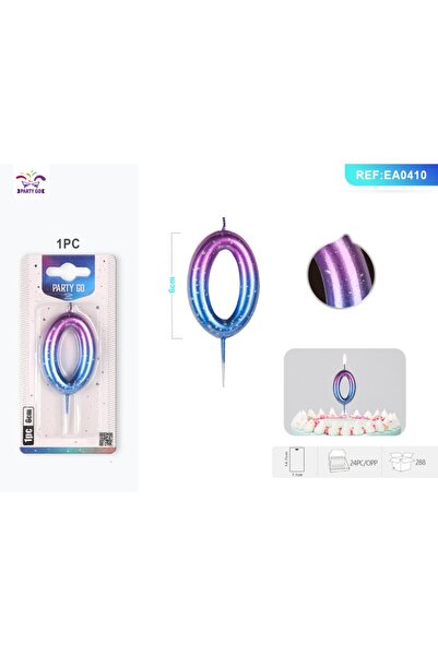 MC Micostore Birthday candles for cake PartyGo number 0, 6cm, purple / blue, ...