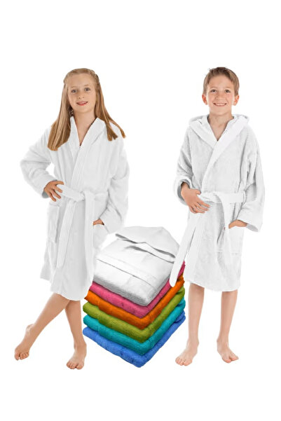 OEM Children's cotton bathrobe, White, soft, super absorbent, 14