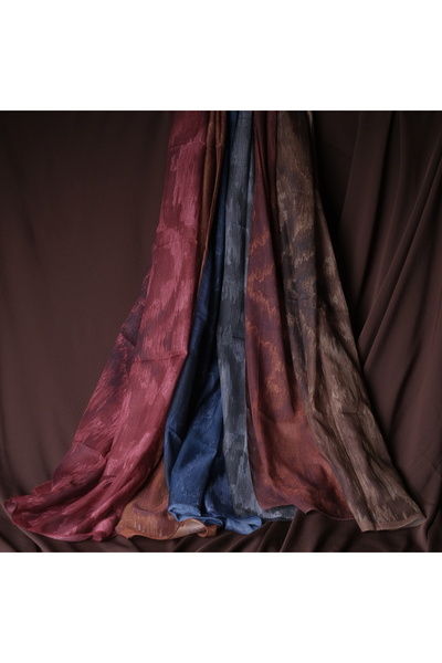 Mehru Scarfs Rami Siesta Patterned Red Brown Shawl – Non-Slip Texture – Summer/Winter – 75X185