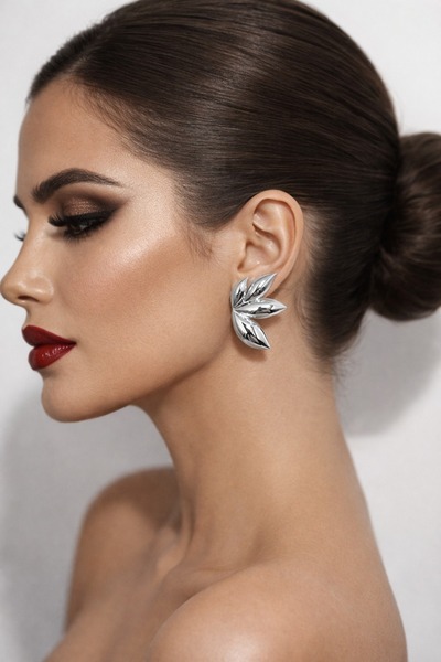 Jack Ferrero Petalia Silver Stud Earrings