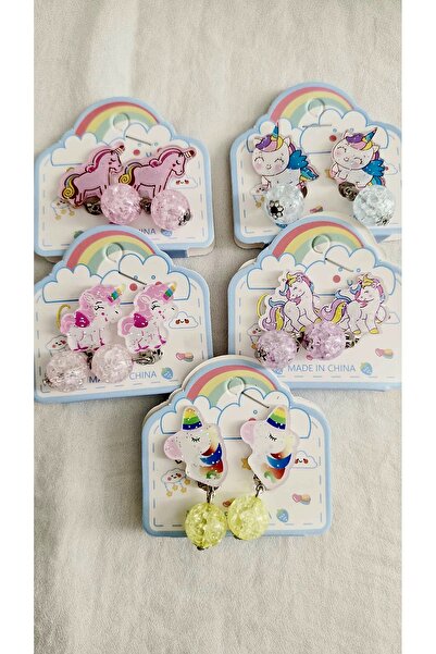 Beyaz Dükkan Unicorn Figured Beaded Children's Earrings (for Princesses Witho...