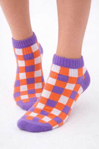 The huez 3 Pairs of Checkered Cotton Women's Socks, Lycra Soft Combed Cotton ...
