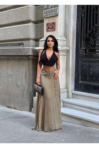 MAESTRO WOMAN Γυναικεία φούστα με ψηλόμεσο φερμουάρ και ραφές από μοντάλ