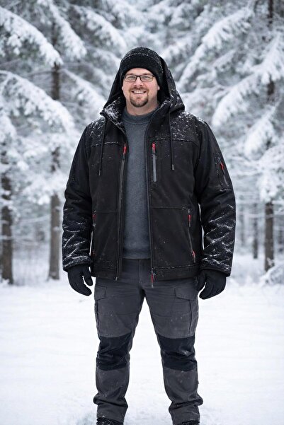 Vatan Tekstil Plus Size Men's Softshell Coat Hooded Water Repellent Windproof