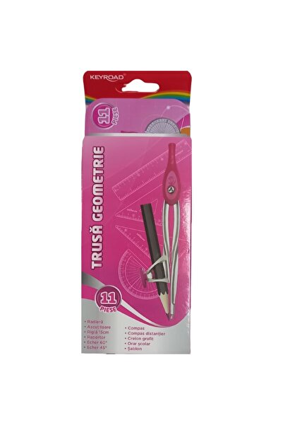 KEYROAD Geometry kit KR971708, 11 pieces, pink metal box