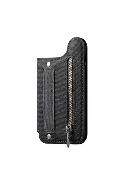Choice5 black Flip card Bag Phone Case Card Holder Portable Wrist Strap Zippe...
