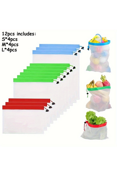 Choice1 12 قطعة/3 قطع من أكياس التخزين بوليستر ، أكياس تنظيم شبكية شفافة لقطع...