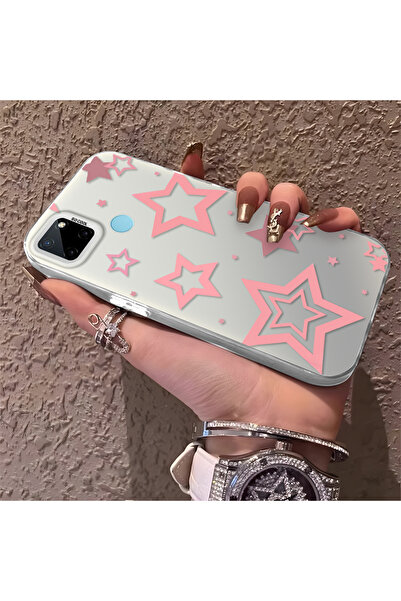 Hontinga حافظة هاتف من السيليكون متوافقة مع Realme C21Y، مزودة بنمط نجوم، وظه...