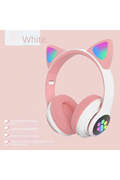 Choice4 Pink Wireless headset STN28 popular head mounted illuminated cat ear ...