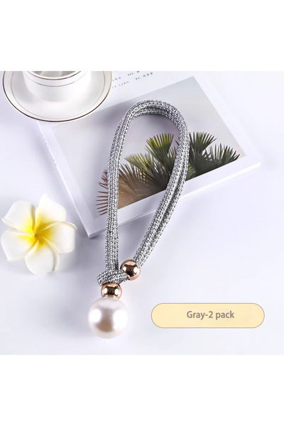 Choice4 رمز عالمي رمادي - زوج من حلقات ربط الستائر اللؤلؤية الفاخرة الخفيفة ب...