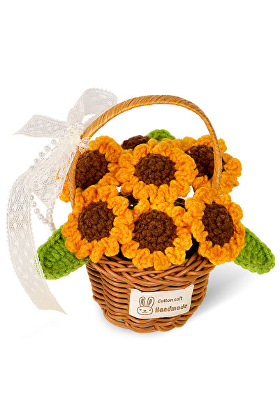 Choice One Size Basket Sunflower Crhet Sunflowers Bouquet, Handmade Knitted S...