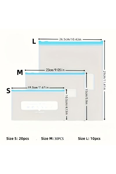 Choice MULTI 60pcs Airtight Food Storage Bags with 3 Sizes - Heavy-Duty Plast...