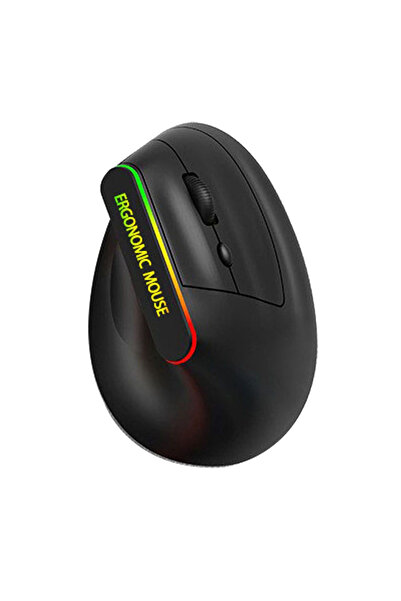 Choice1 ماوس لاسلكي عمودي VM1 أسود من Warvank، قابل لإعادة الشحن، مريح، بدقة ...