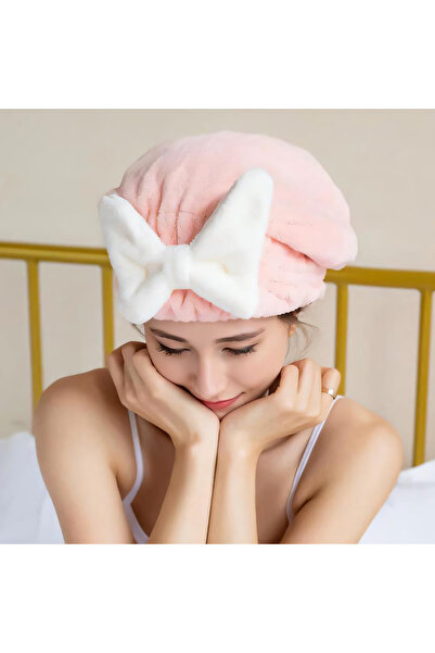 Choice1 Pink 1PC Quick Drying Hair Towel Wrap With Bow Microfiber Absorbent H...