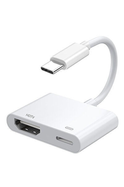 Choice White USB C to HDMI for TV Adapter with Charging Port HDMI to Type C A...