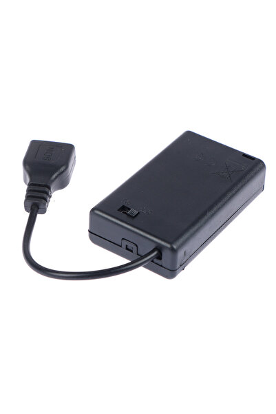 Choice علبة بطاريات سوداء بثلاث بطاريات AAA مزودة بمنفذ USB لتركيب طقم إضاءة ...