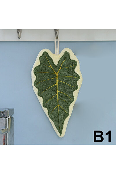 Choice8 Style8 Leaf-Shaped Hanging Hand Towel Soft Coral Fleece Tea Towels Su...