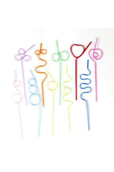Choice 10pcs Styles 10pcs Colorful Plastic Drinking Straws Crazy Curly Drinki...