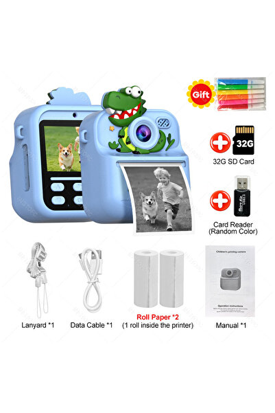Choice4 مجموعة ديناصورات، كاميرا أطفال بذاكرة SD سعة 32 جيجابايت، طباعة فورية...