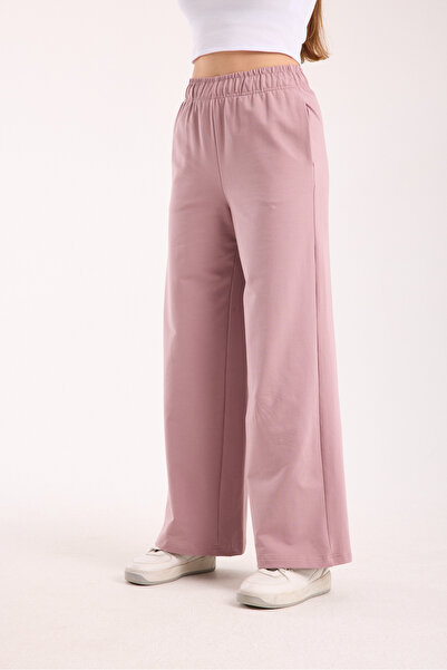 HDM Kadın Leylak Yüksek Bel Geniş Paça Rahat Kalıp Basic Günlük Eşofman Altı ...