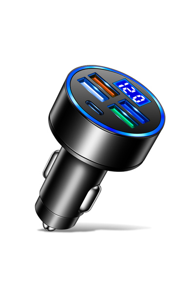 Choice شاحن سيارة أسود 3.1 أمبير بخمسة منافذ، يدعم الشحن السريع PD و QC3.0، م...