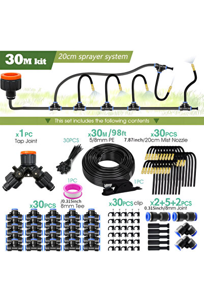 Choice3 30M kit 30M-5M DIY Free Bending Universal Sprayer Kit 8mm Hose Patio ...