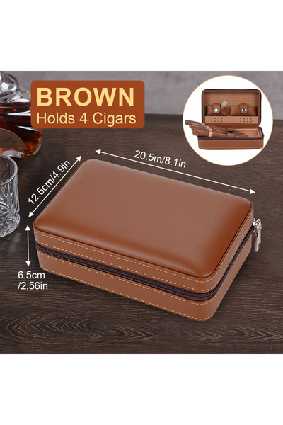 Choice علبة سيجار للسفر، علبة سيجار جلد مع صينية من خشب الأرز، مقياس رطوبة، م...