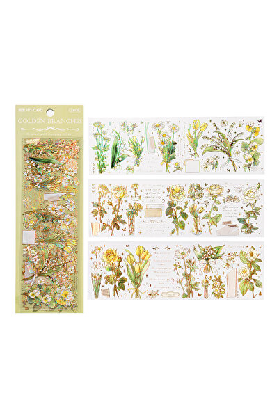 Choice B 3 Sheets/pack Flower Gold Foil Stickers Set Transparent Aesthetics F...