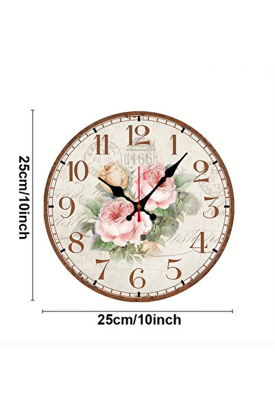 Choice 10 inch GZ-WYT09060001 Antique Rose Wooden Round Silent Hanging Wall C...