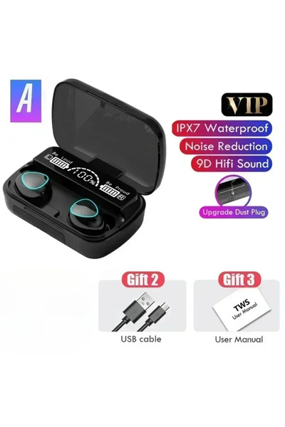 Choice سماعات أذن بلوتوث سوداء، شاشة LED، سماعات بلوتوث لاسلكية، صوت ستيريو ع...