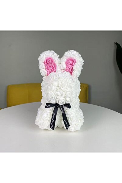 Choice3 وردة أرنب اصطناعية بيضاء اللون، قطعة واحدة، طولها 25 سم، هدية رومانسي...