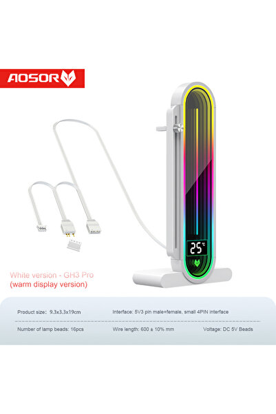 Choice ALLOYSEED 5V ARGB White ARGB Graphics Card Bracket With Temperature Di...