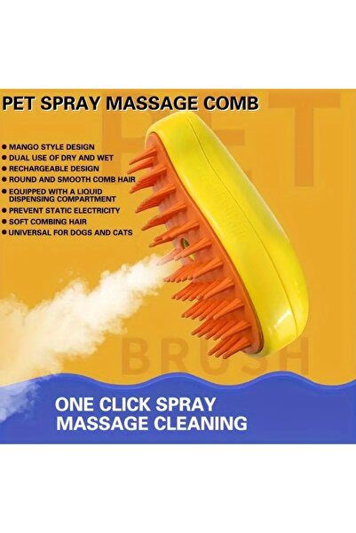 Choice yellow Mango Design Pet Spray Brush, Massage Bathing Comb For Dog & Ca...