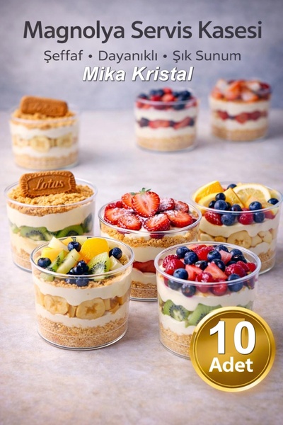 Kitchen Beauty 10 Adet Yuvarlak Mika Kase Plastik Şeffaf Kapaksız Sunum Kabı ...
