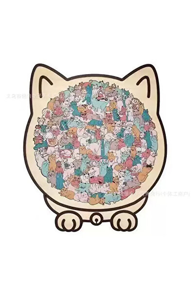 Choice1 XL Light Grey 135-Piece Morandi-Colored Cat Shaped Wooden Jigsaw Puzz...