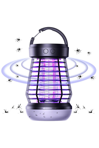 Choice مصباح كهربائي محمول أسود اللون لقتل البعوض، قابل لإعادة الشحن عبر منفذ...