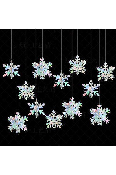 Choice 6 قطع من زينة ندفات الثلج ثلاثية الأبعاد البيضاء/الليزرية المعلقة، ندف...