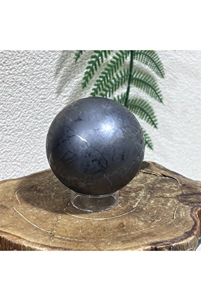 Choice1 كرة حجر الشونجيت الطبيعي، 5-6 سم، قطعة واحدة، لون أسود لامع معدني، من...