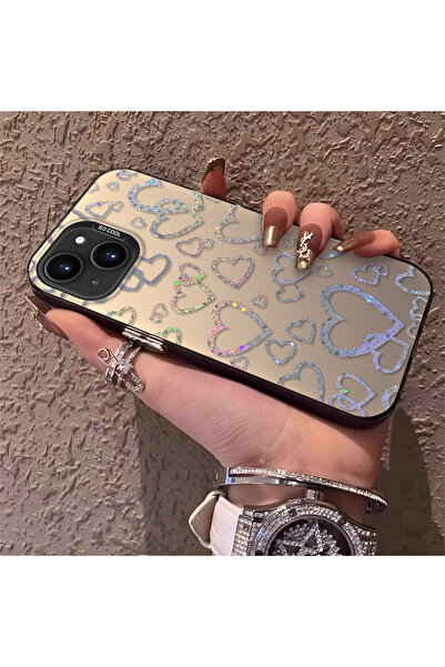 Hontinga حافظة هاتف آيفون 15 بلس متوافقة مع نمط القلب من السيليكون ذات الحواف...