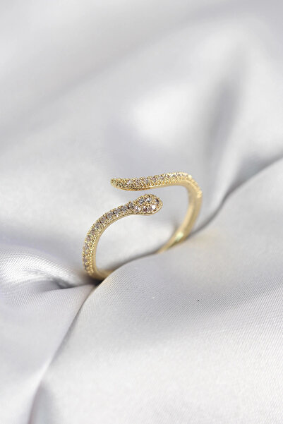 Eco Lounge Gold Color Snake Model Zircon Stone Women's Ring