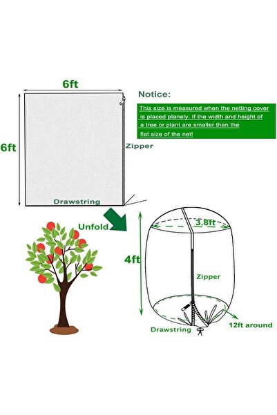 Choice 6ftx6ft Large Fruit Tree Netting with Zipper & Drawstring - Bird Prote...